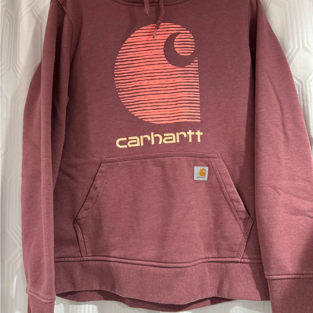 Carhartt Women’s Dark Pink Relaxed Fit Rain Defender Hoodie #105636- Size Large